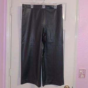 NWT Ann Taylor Faux Leather Easy Crop Wide Leg Pants